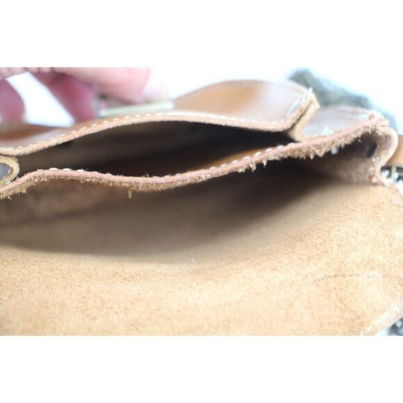 Roots TAN BROWN GENUINE LEATHER CHAIN FLAP X-BODY SHOULDER BAG MINI PURSE CLUTCH - Picture 9 of 15